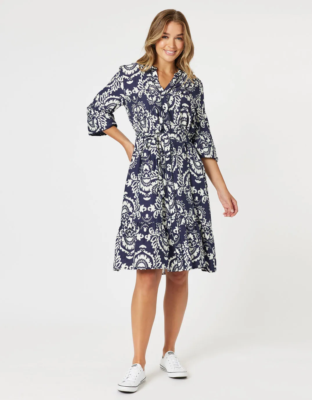 Emily Dress - Navy/White