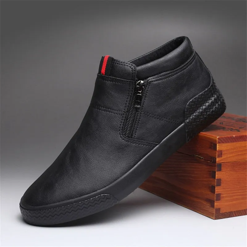 Fashion Leather Flat Sneakers