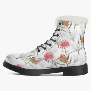 Faux Fur Leather Boots Australian Floral 4