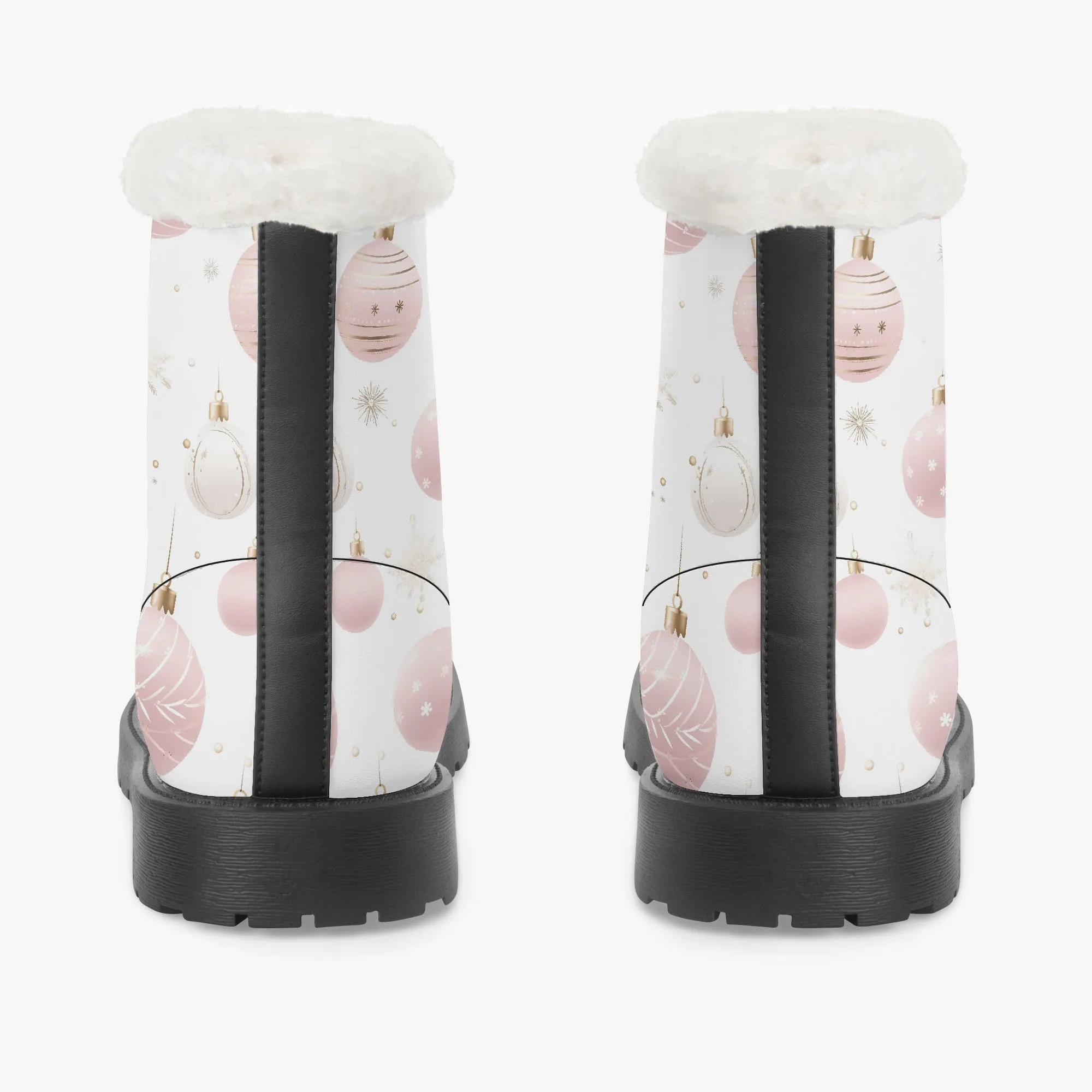Faux Fur Leather Boots Christmas Baubles