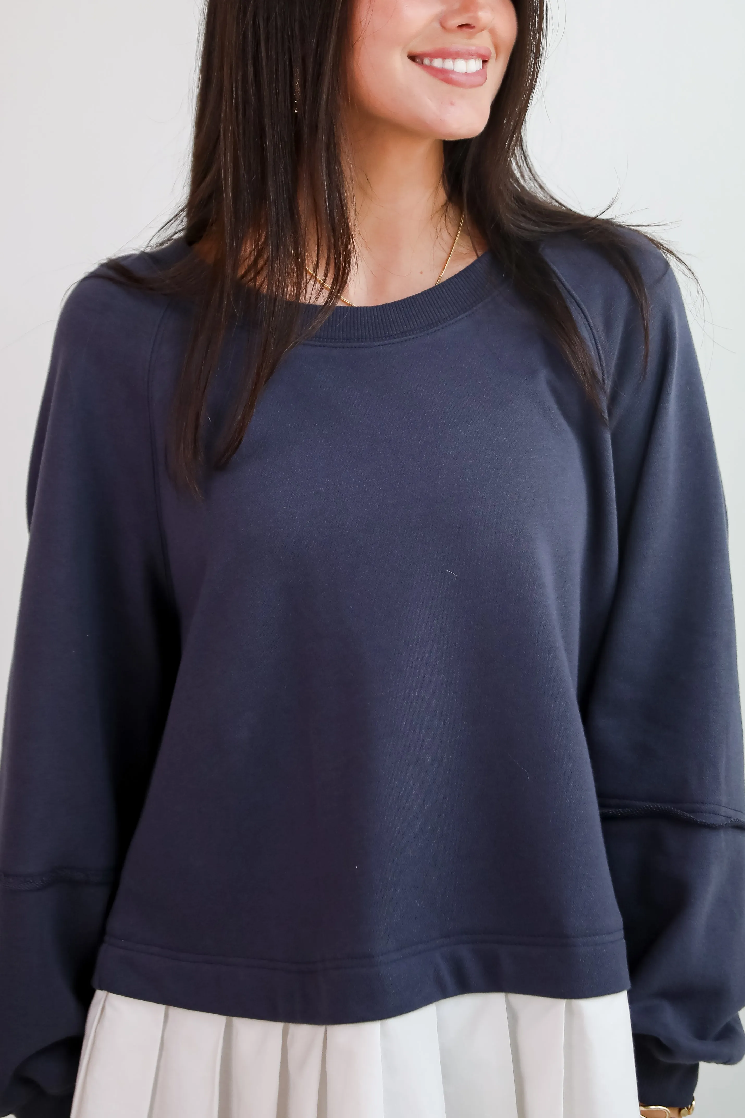 FINAL SALE - Contemporary Comfort Navy Sweatshirt Dress