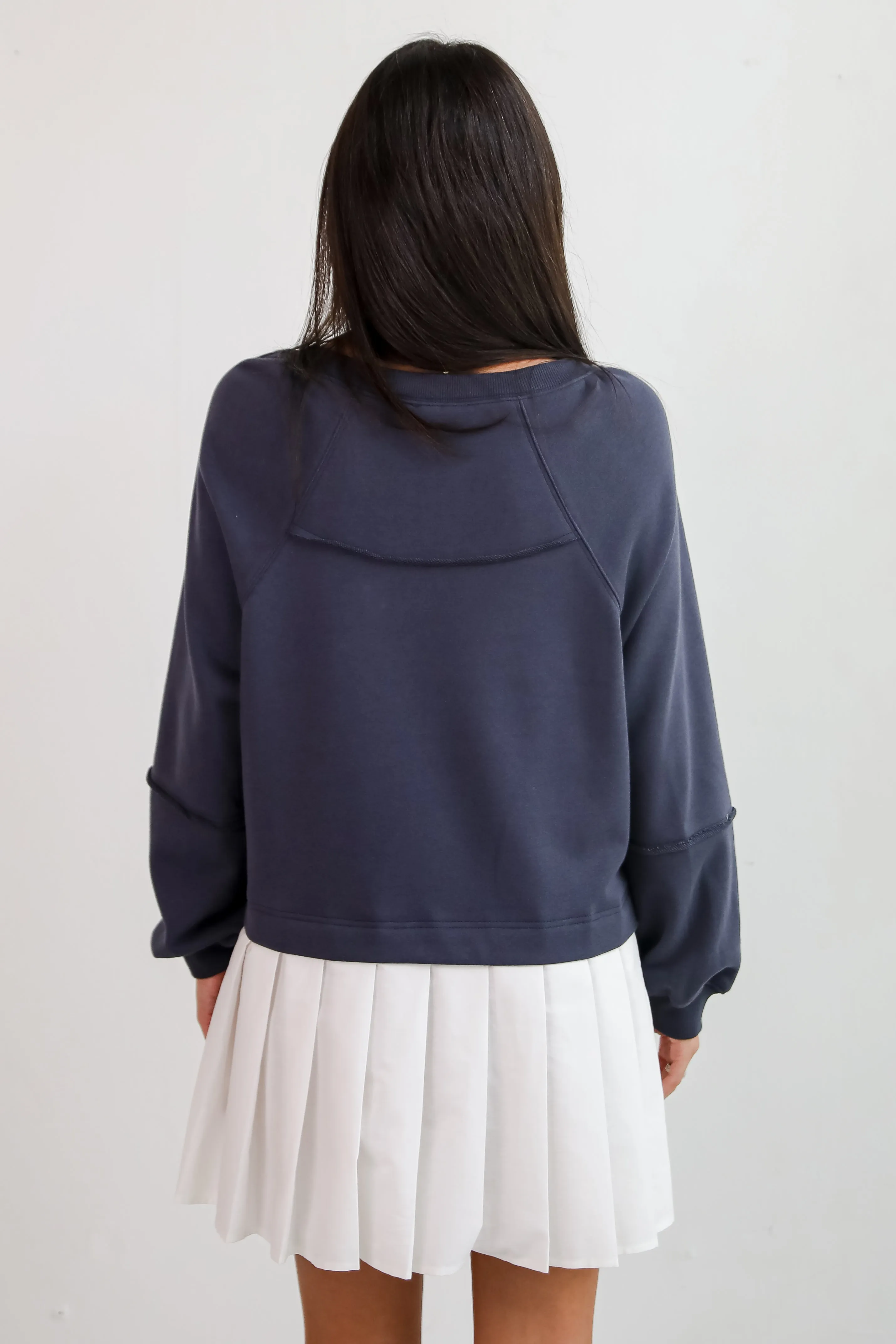 FINAL SALE - Contemporary Comfort Navy Sweatshirt Dress