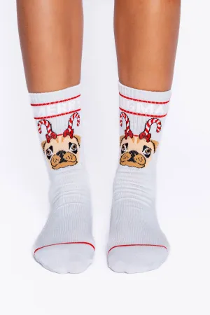 Final Sale Merry Pugmas Recycled Poly Rib Socks