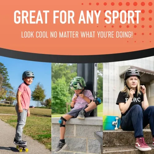 Flybar Bike Helmet- Multi Sport Dual Certified Adjustable Dial, Skateboard Helmet, Roller Skating, Pogo, Electric Scooter, Snowboard, Boys and Girls Kids- Adults Helmets (Grey,S-M)