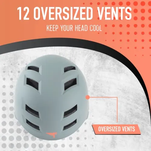 Flybar Bike Helmet- Multi Sport Dual Certified Adjustable Dial, Skateboard Helmet, Roller Skating, Pogo, Electric Scooter, Snowboard, Boys and Girls Kids- Adults Helmets (Grey,S-M)