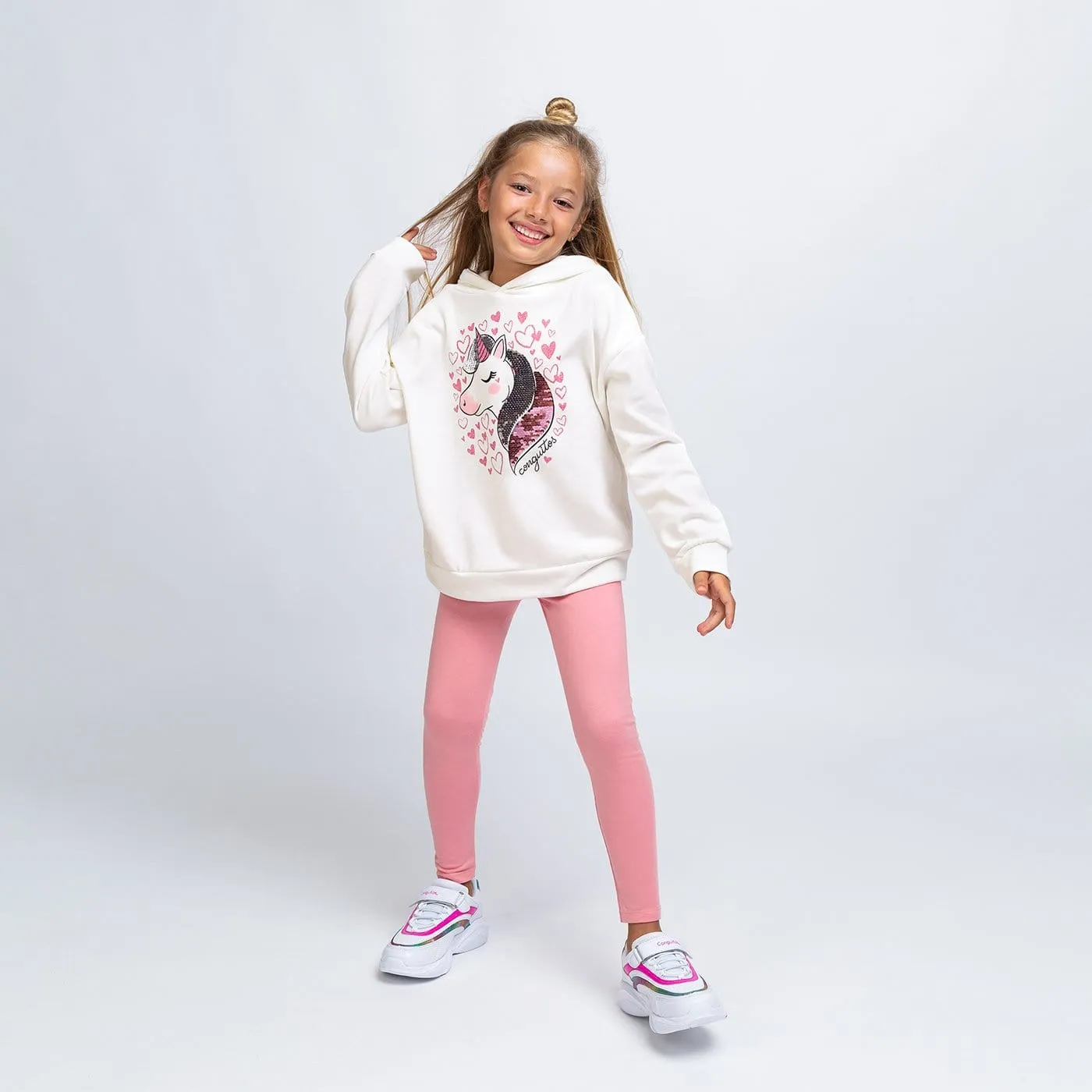 Girl's Ecru Unicorn Sweatshirt