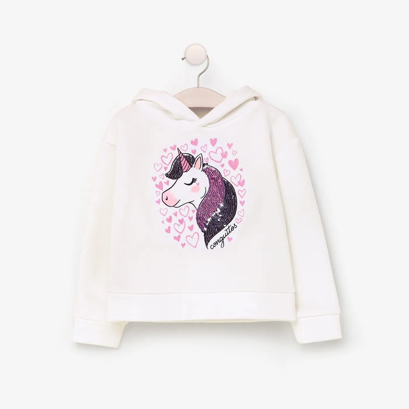 Girl's Ecru Unicorn Sweatshirt