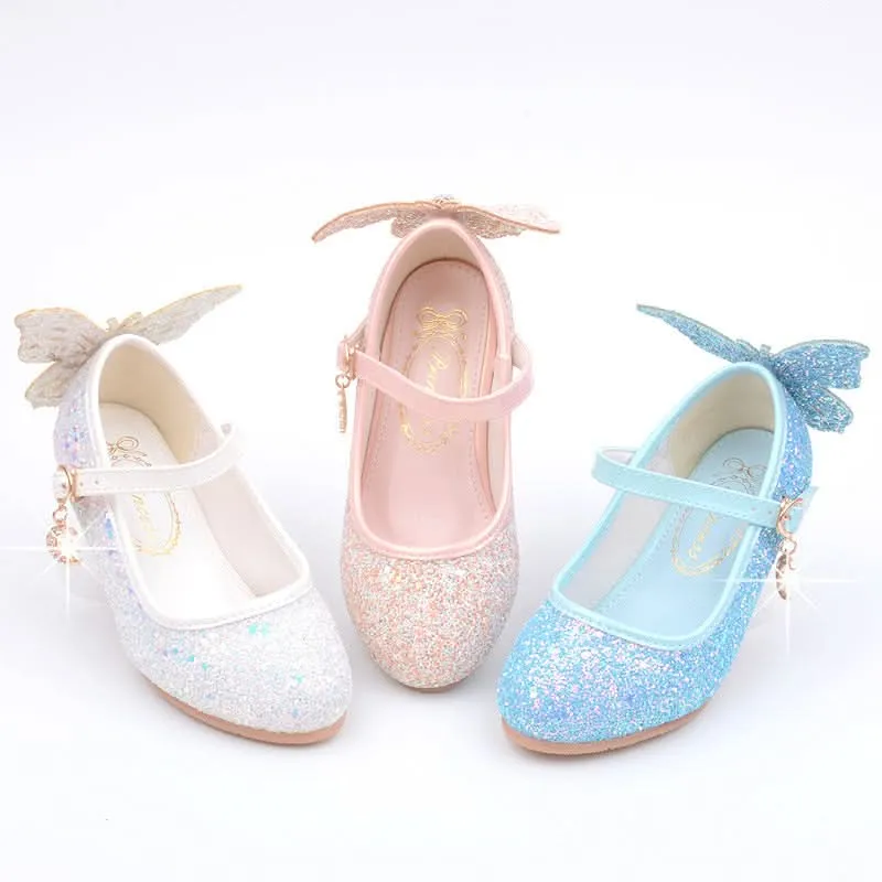 Girls Party Sequin Bow Elegant Children's Shoes