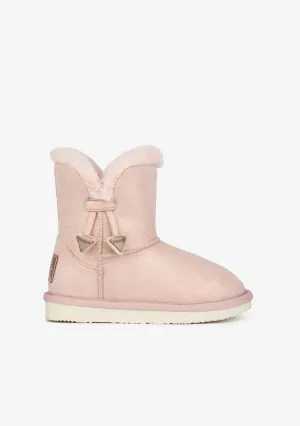 Girl's Pink Metallized Australian Boots