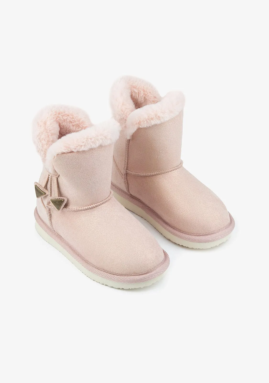 Girl's Pink Metallized Australian Boots