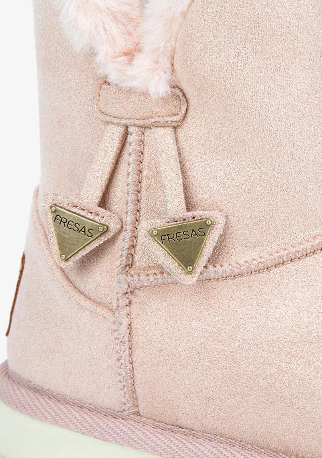 Girl's Pink Metallized Australian Boots