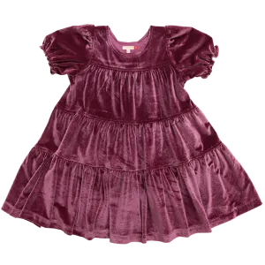 Girls Velour Elizabeth Dress - Sugarplum