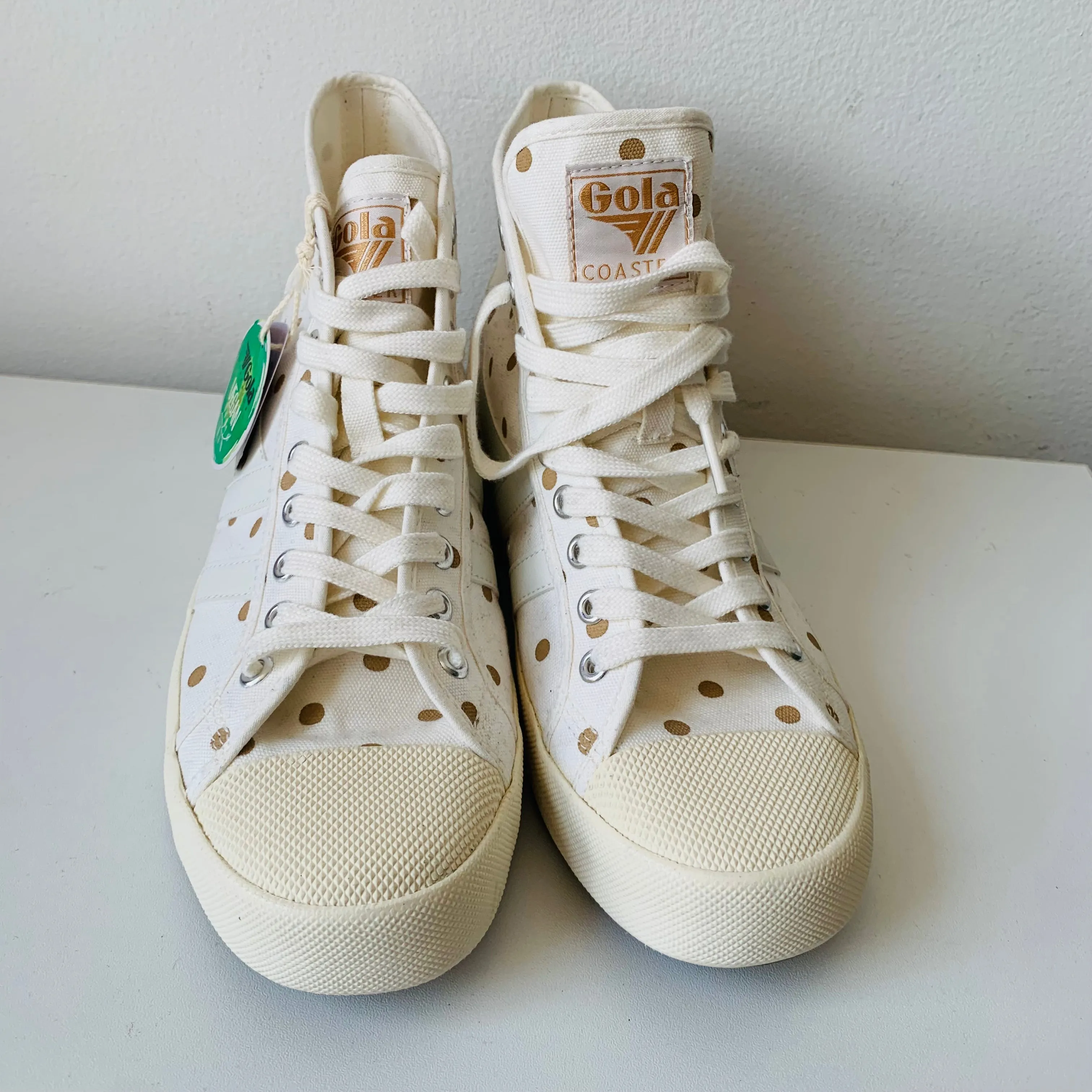Gola Coaster Vegan Cream and Gold Polka Dot Sneaker Size 9