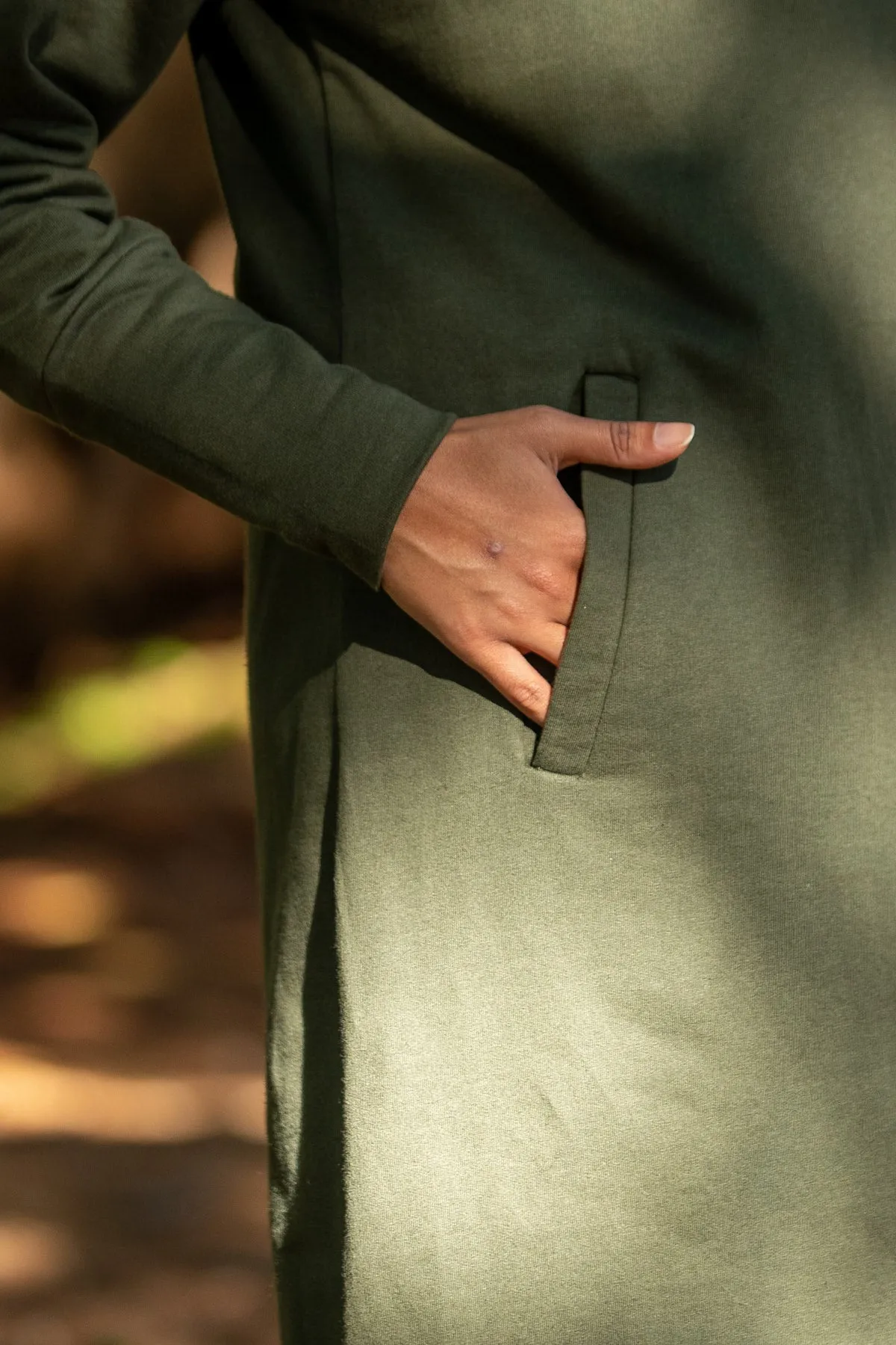 Hailey Pullover Dress for Winter - Olive Green