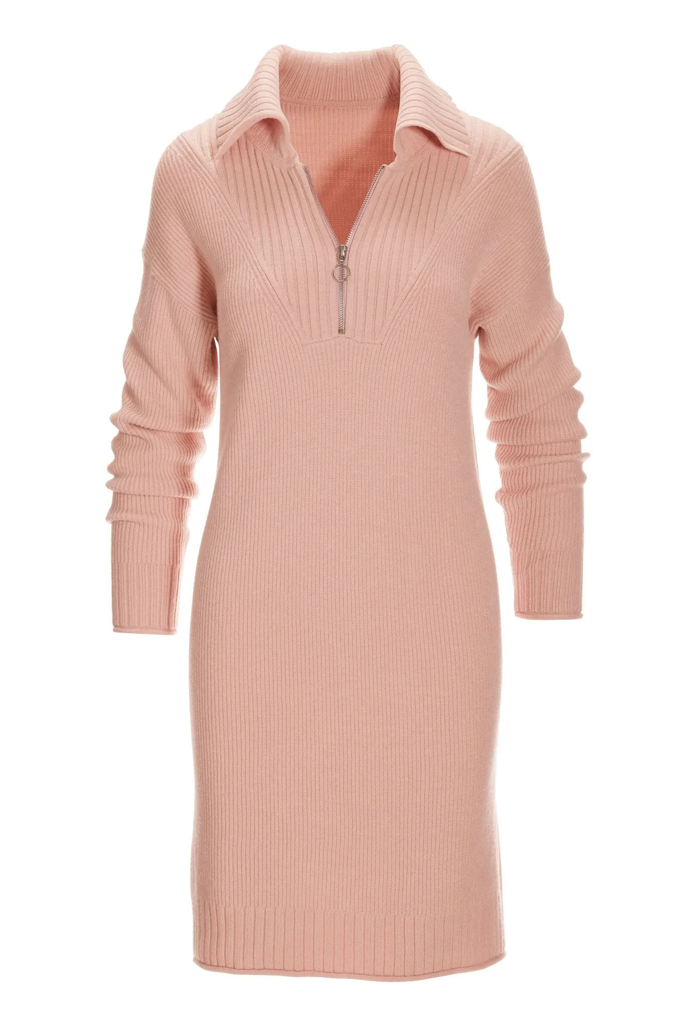 Half Zip Sweater Dress Pale Pink