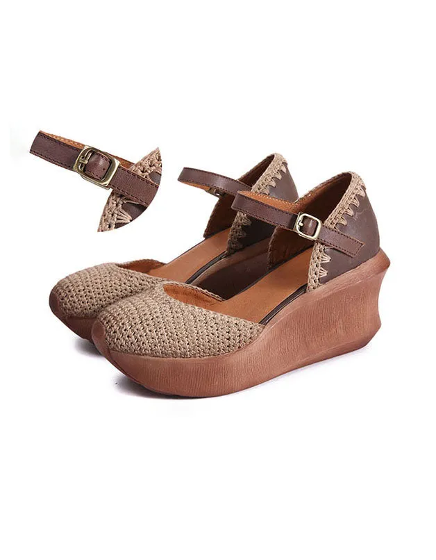 Handmade knitted Elegant Ankle Strap Sandals