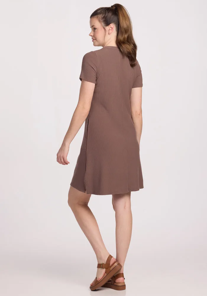 Harlowe Ribbed Dress - Toasted Almond