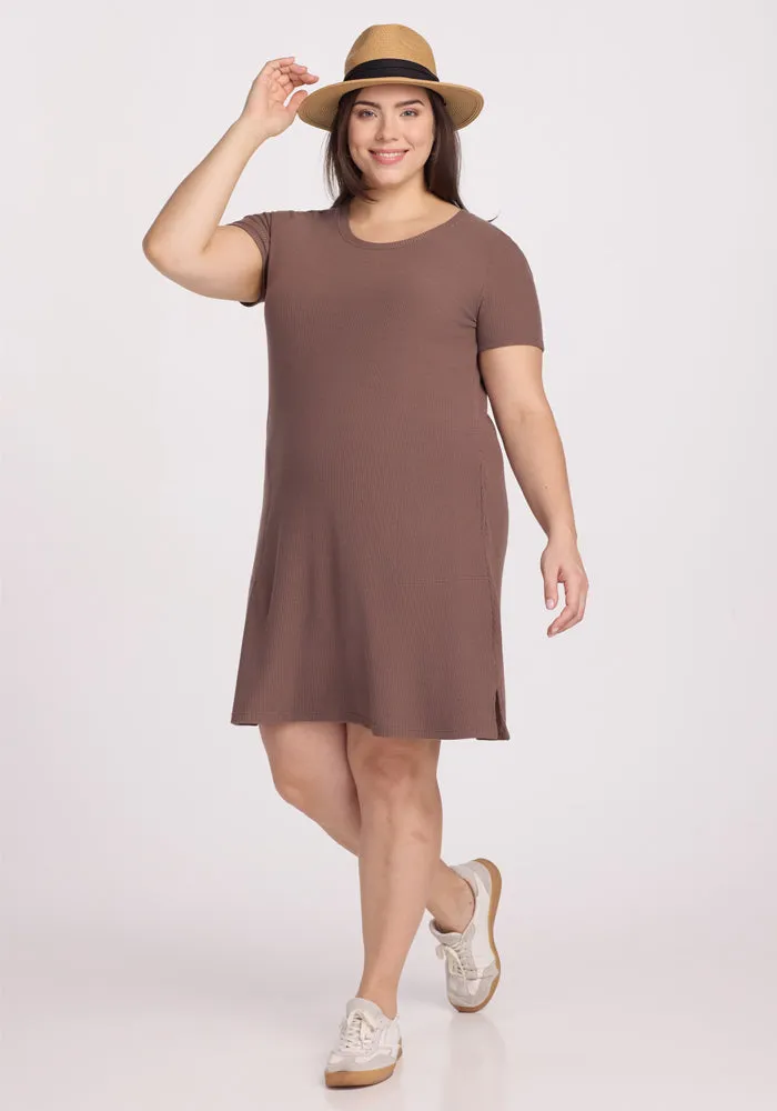 Harlowe Ribbed Dress - Toasted Almond
