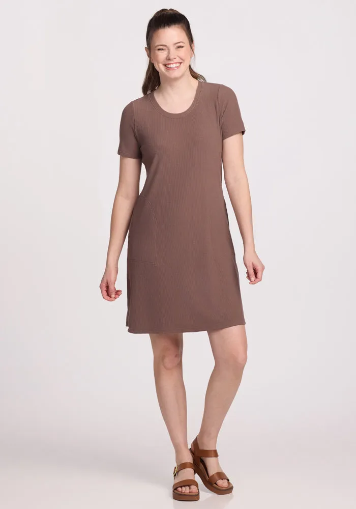 Harlowe Ribbed Dress - Toasted Almond