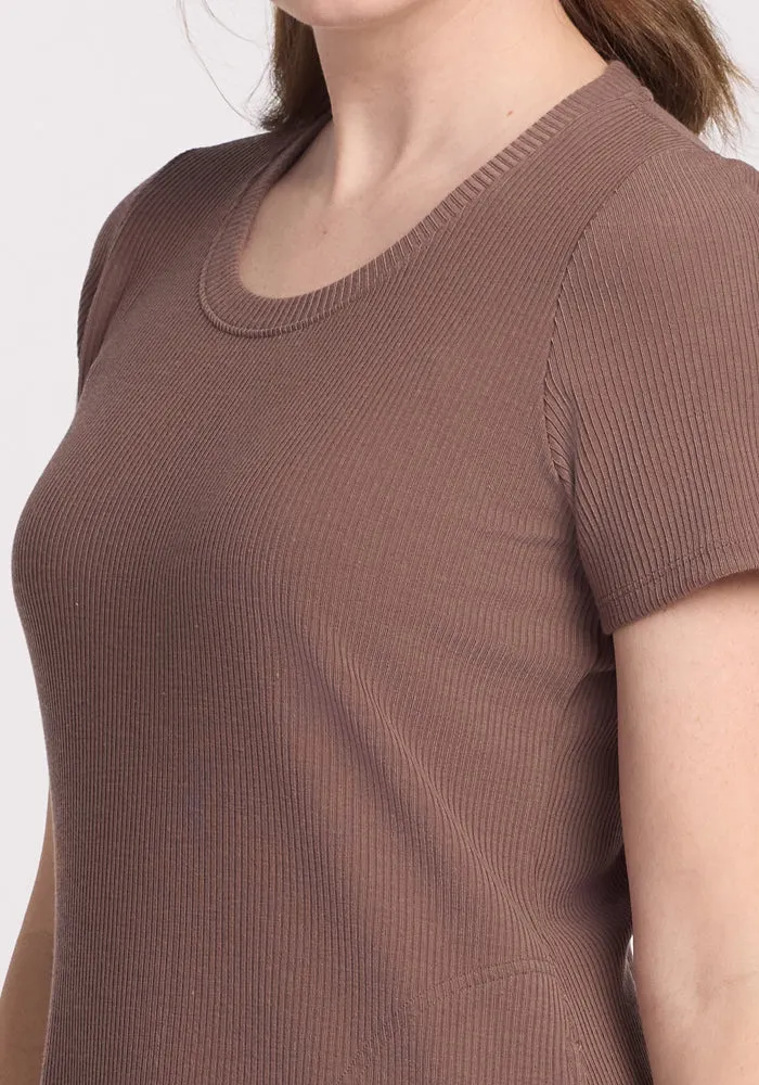 Harlowe Ribbed Dress - Toasted Almond