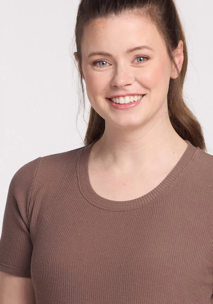 Harlowe Ribbed Dress - Toasted Almond