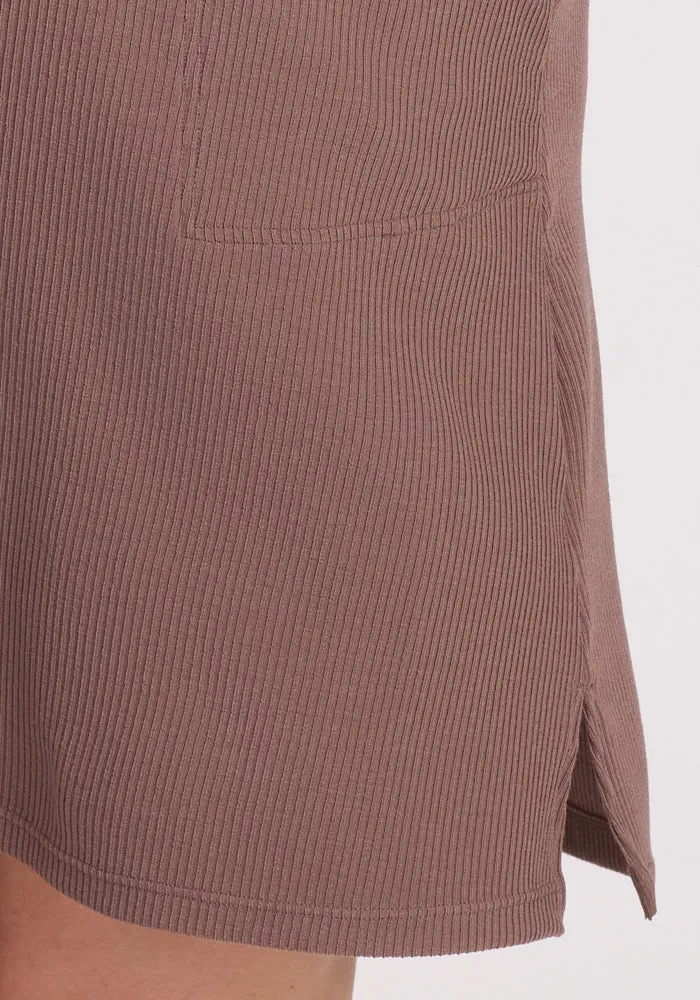 Harlowe Ribbed Dress - Toasted Almond