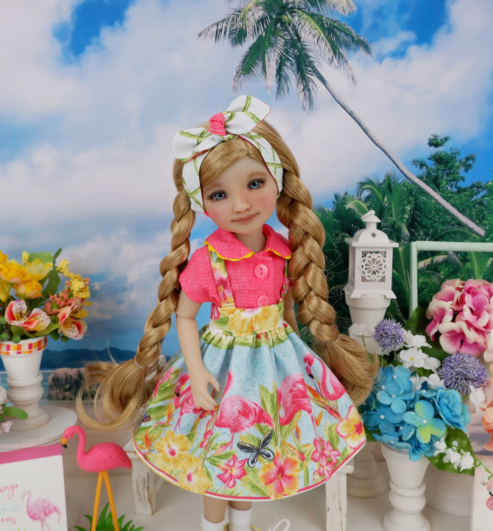 Hawaiian Flamingo - blouse & jumper with shoes for Ruby Red Fashion Friends doll