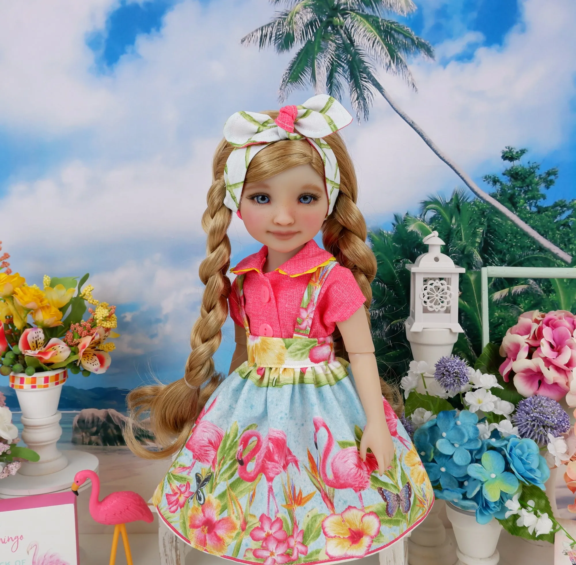 Hawaiian Flamingo - blouse & jumper with shoes for Ruby Red Fashion Friends doll