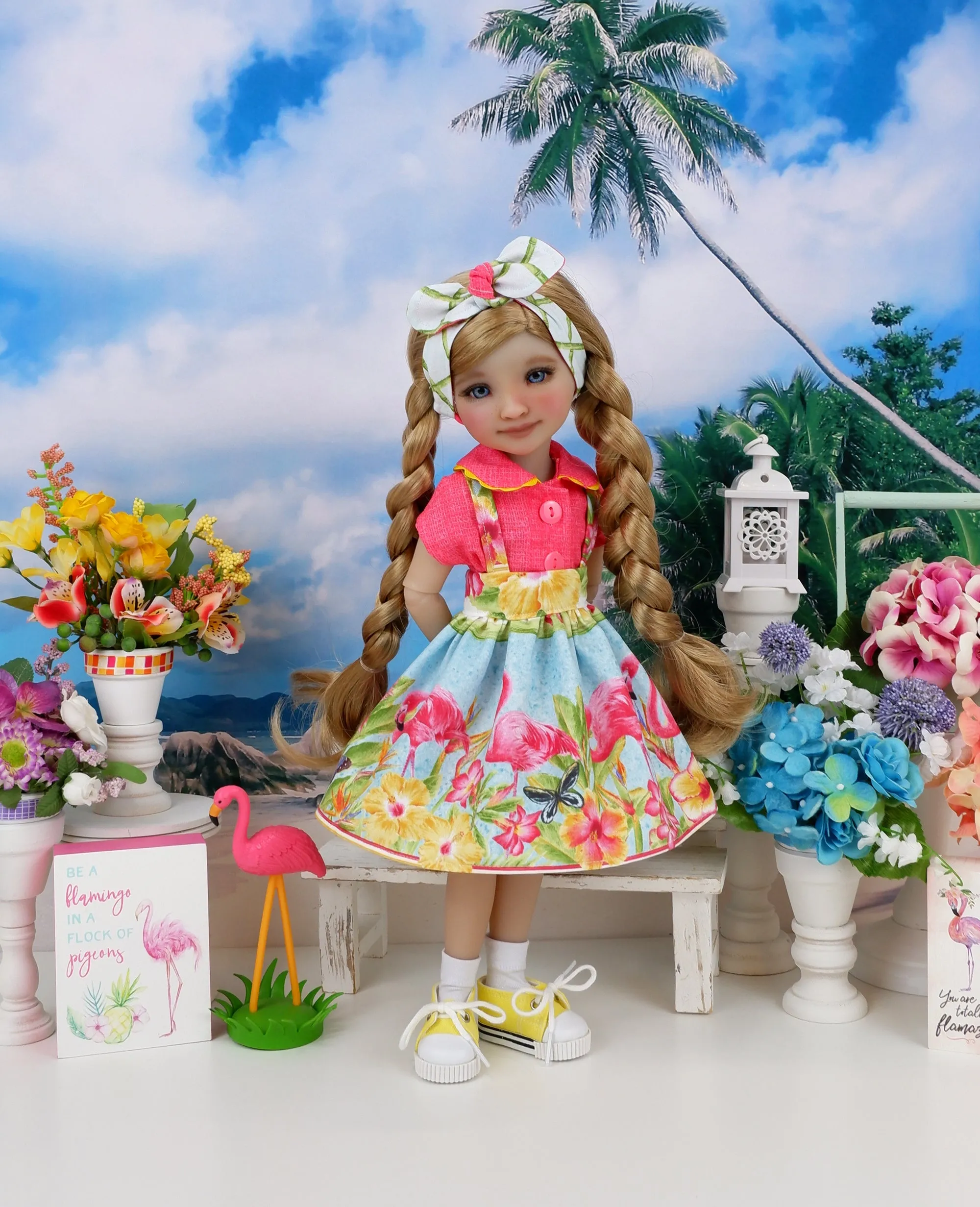 Hawaiian Flamingo - blouse & jumper with shoes for Ruby Red Fashion Friends doll