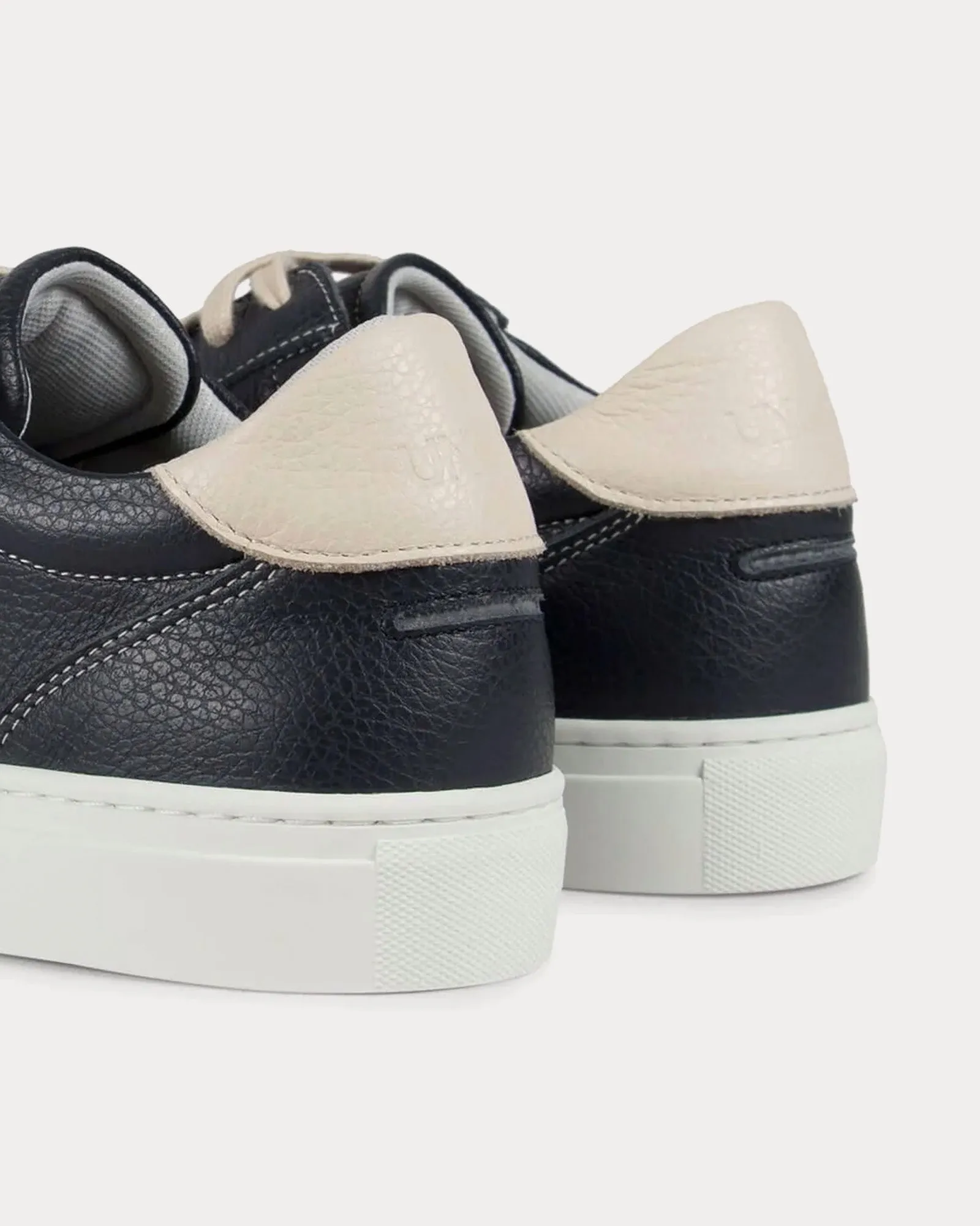 Helier Tumbled Leather Navy / Cream Low Top Sneakers