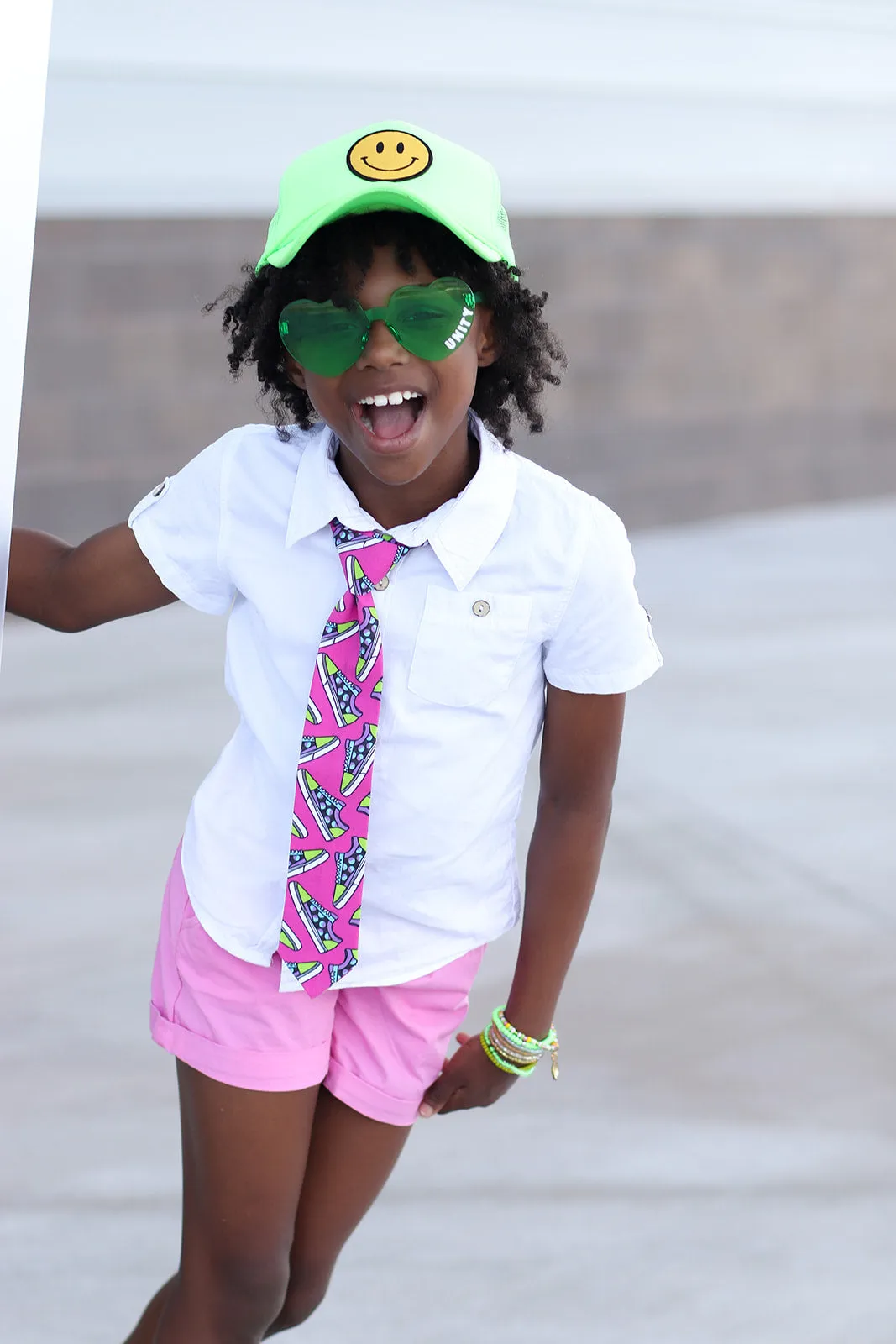 Hot Pink Tennis Shoes Adjustable Necktie