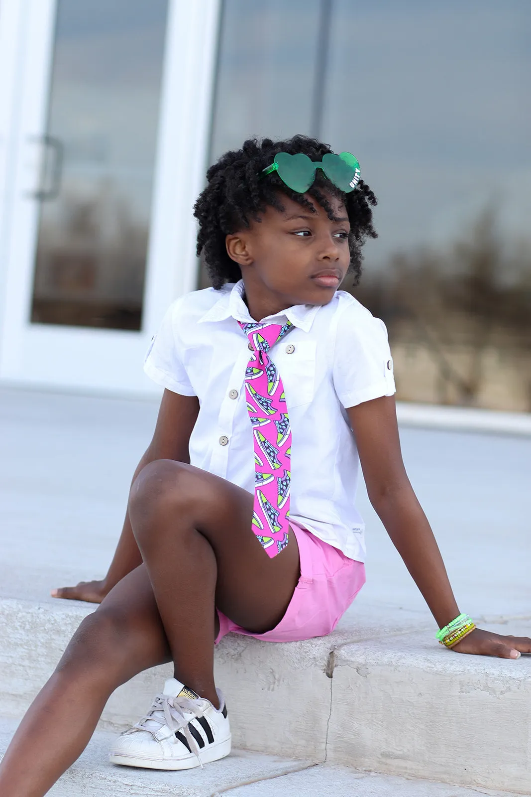 Hot Pink Tennis Shoes Adjustable Necktie
