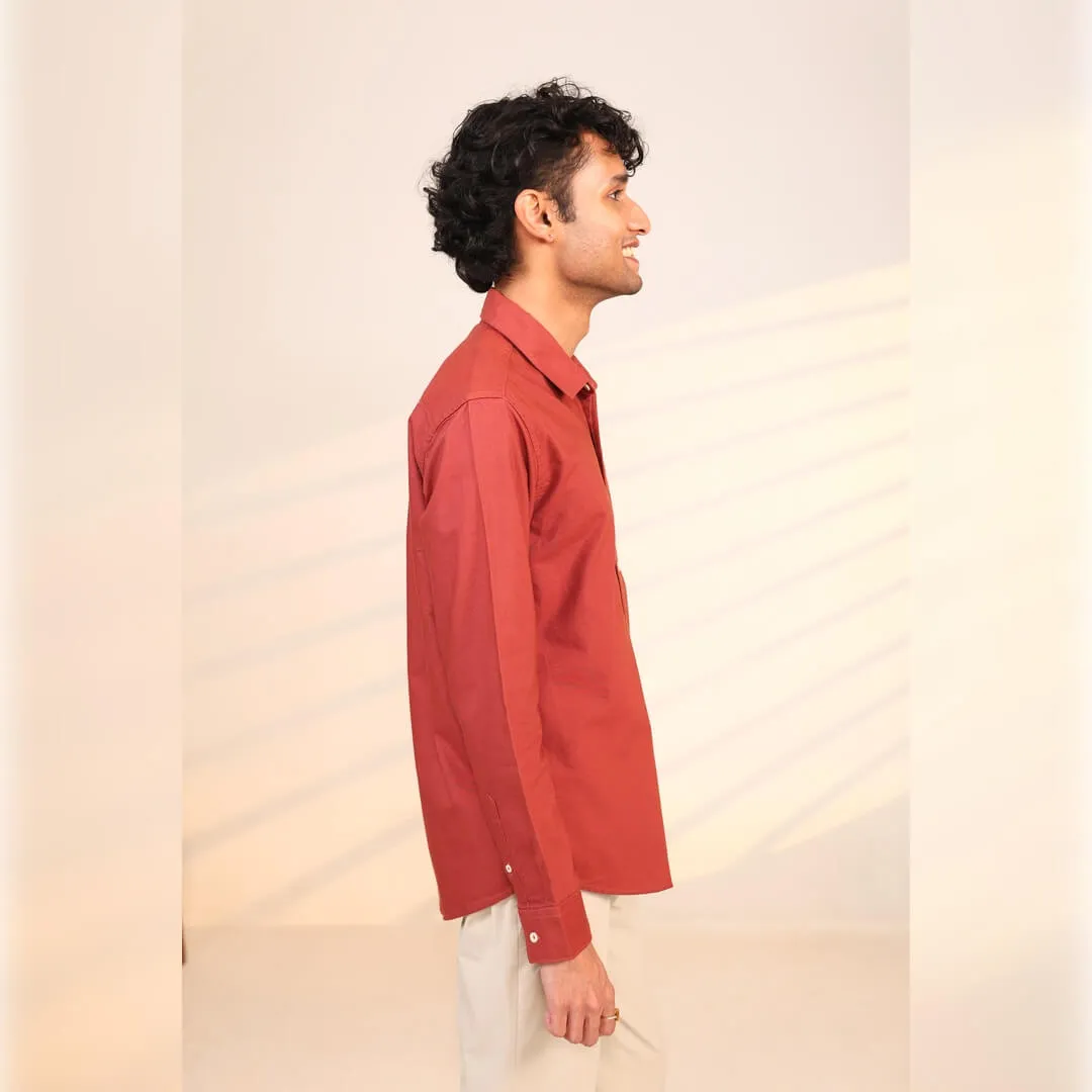 Islands of Loom Organic Cotton Men's Rusty Red Terracotta Shirt