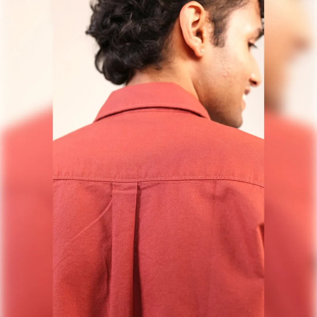 Islands of Loom Organic Cotton Men's Rusty Red Terracotta Shirt