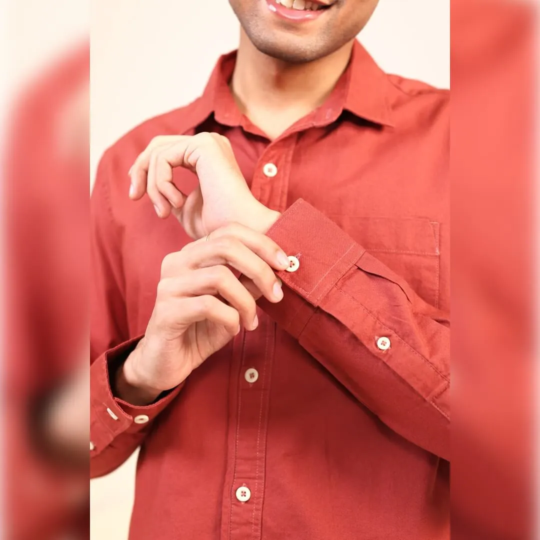 Islands of Loom Organic Cotton Men's Rusty Red Terracotta Shirt