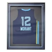 Ja Morant Memphis Signed Framed Navy Blue Basketball Jersey BAS