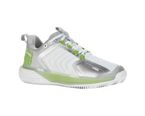 K-Swiss Women's Ultrashot 3 Hb White Gray Violet Lime Green Shoes