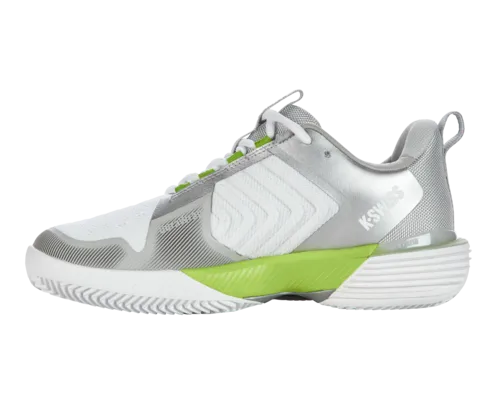 K-Swiss Women's Ultrashot 3 Hb White Gray Violet Lime Green Shoes