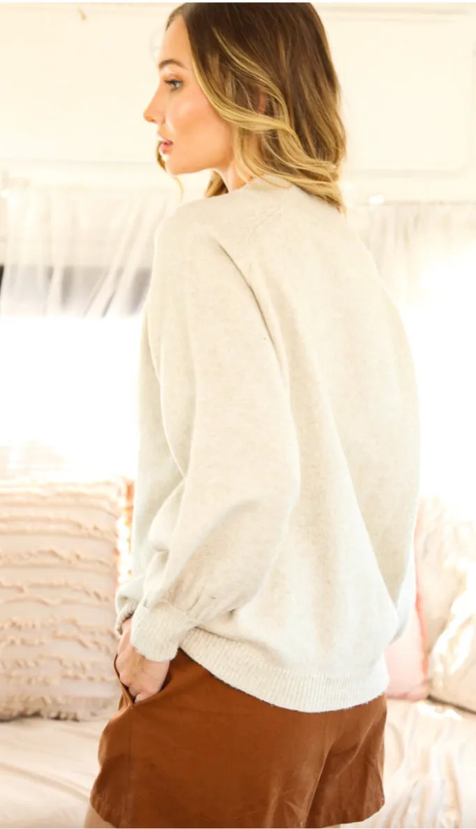 Kennedy Softest Ever Button Sweater- Grey
