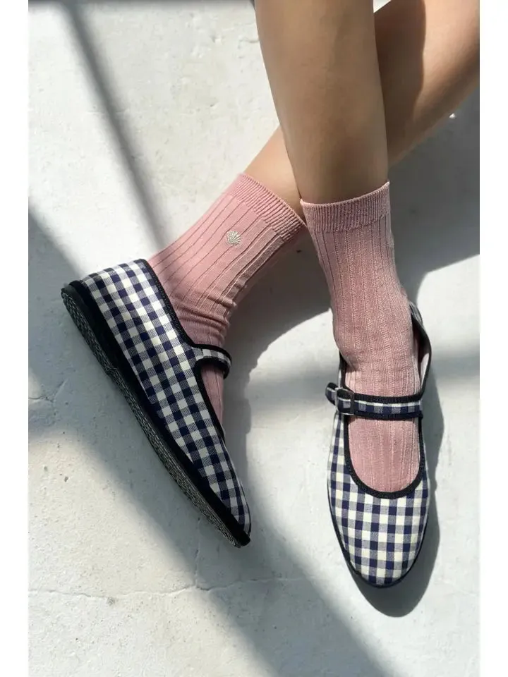 Le Bon Shoppe - Embroidered Her Socks (Pink Soda/Silver Seashell)