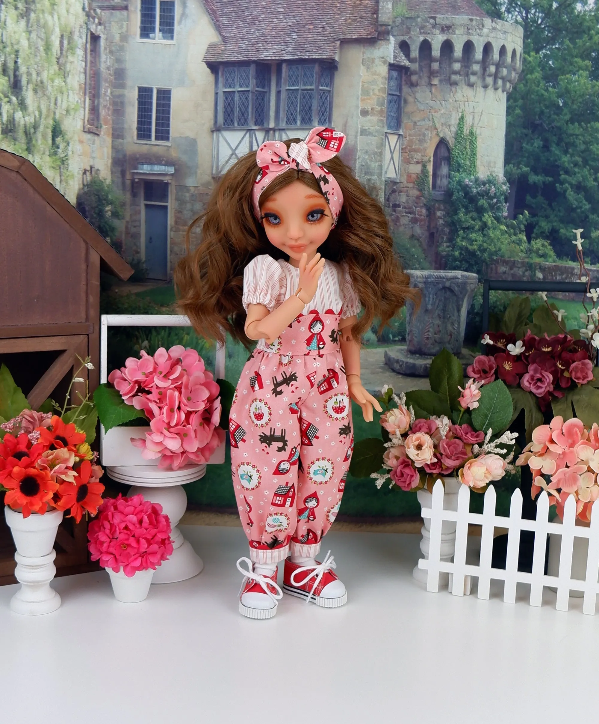 Lil' Red Riding Hood - romper with tennis shoes for Ava BJD doll