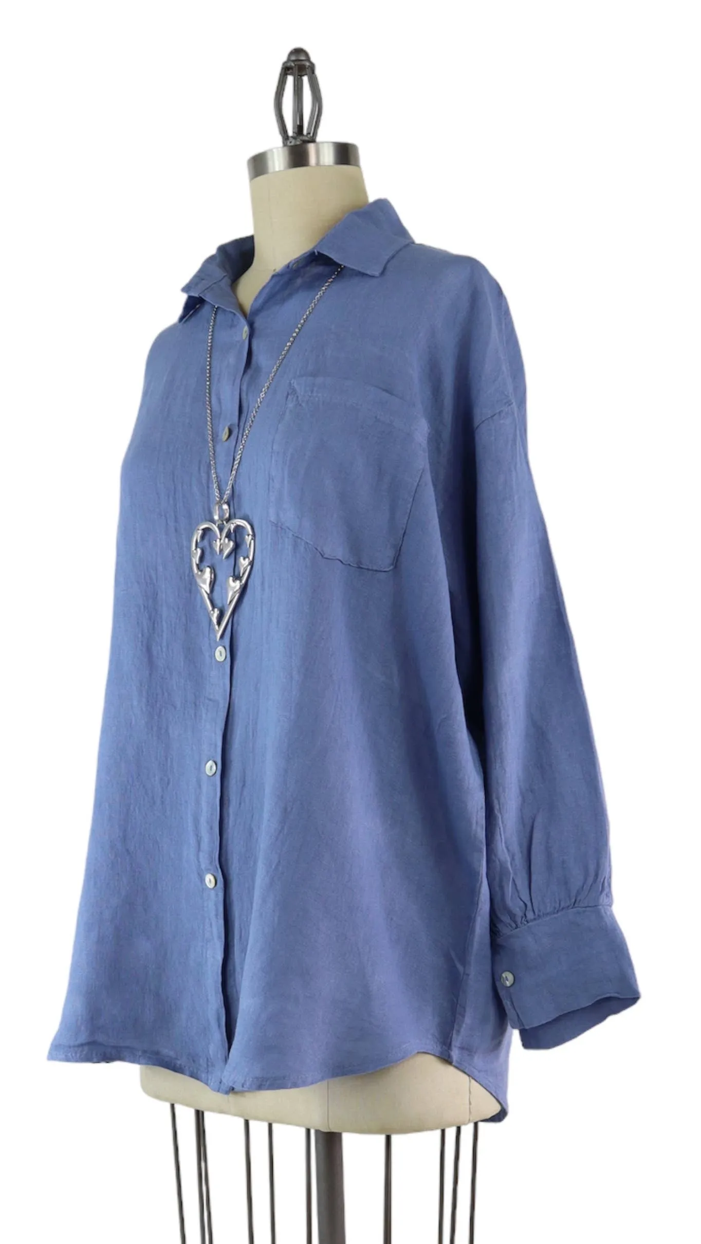Linen Blouse -Blue Jean