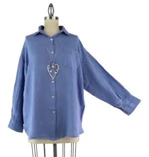 Linen Blouse -Blue Jean