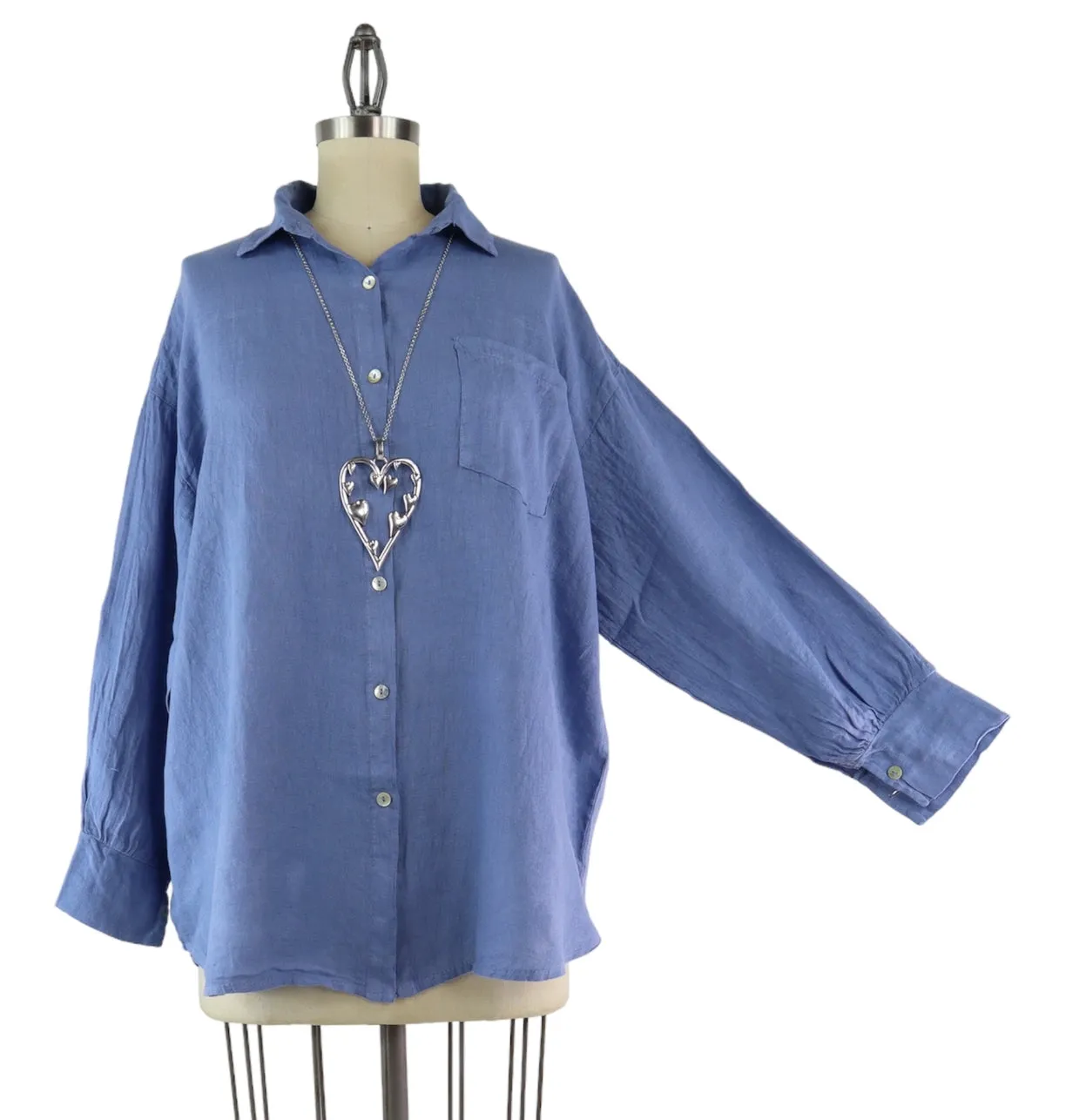 Linen Blouse -Blue Jean