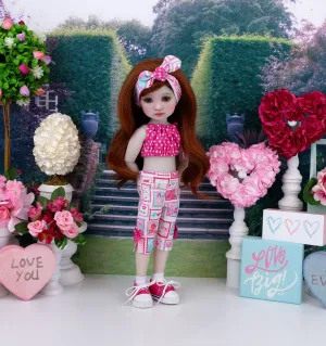 Love & Adore - crop top & capris with tennis shoes for Ruby Red Fashion Friends doll
