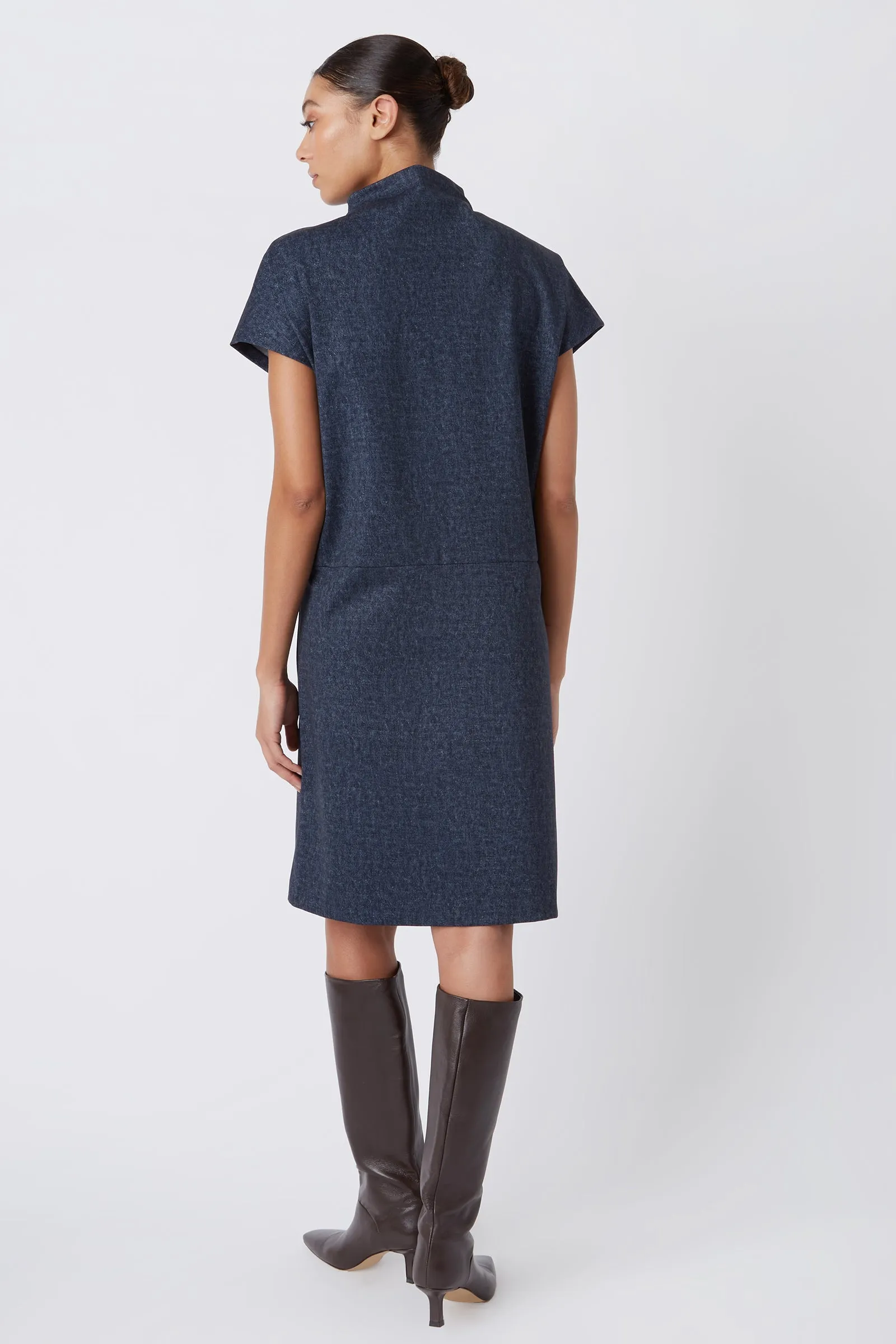 Maya Funnelneck Dress - Navy Heather
