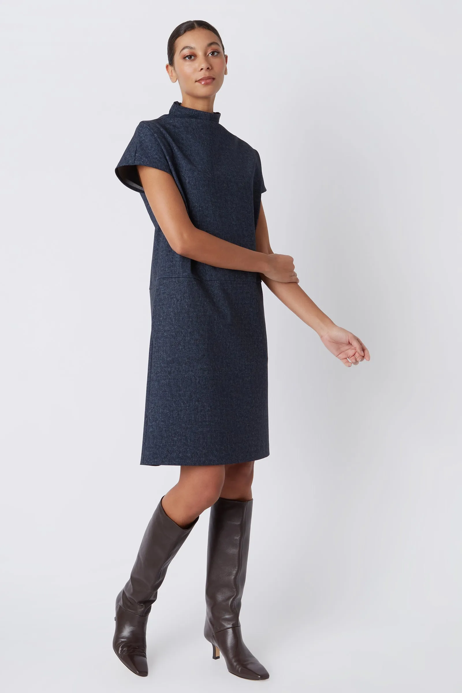 Maya Funnelneck Dress - Navy Heather