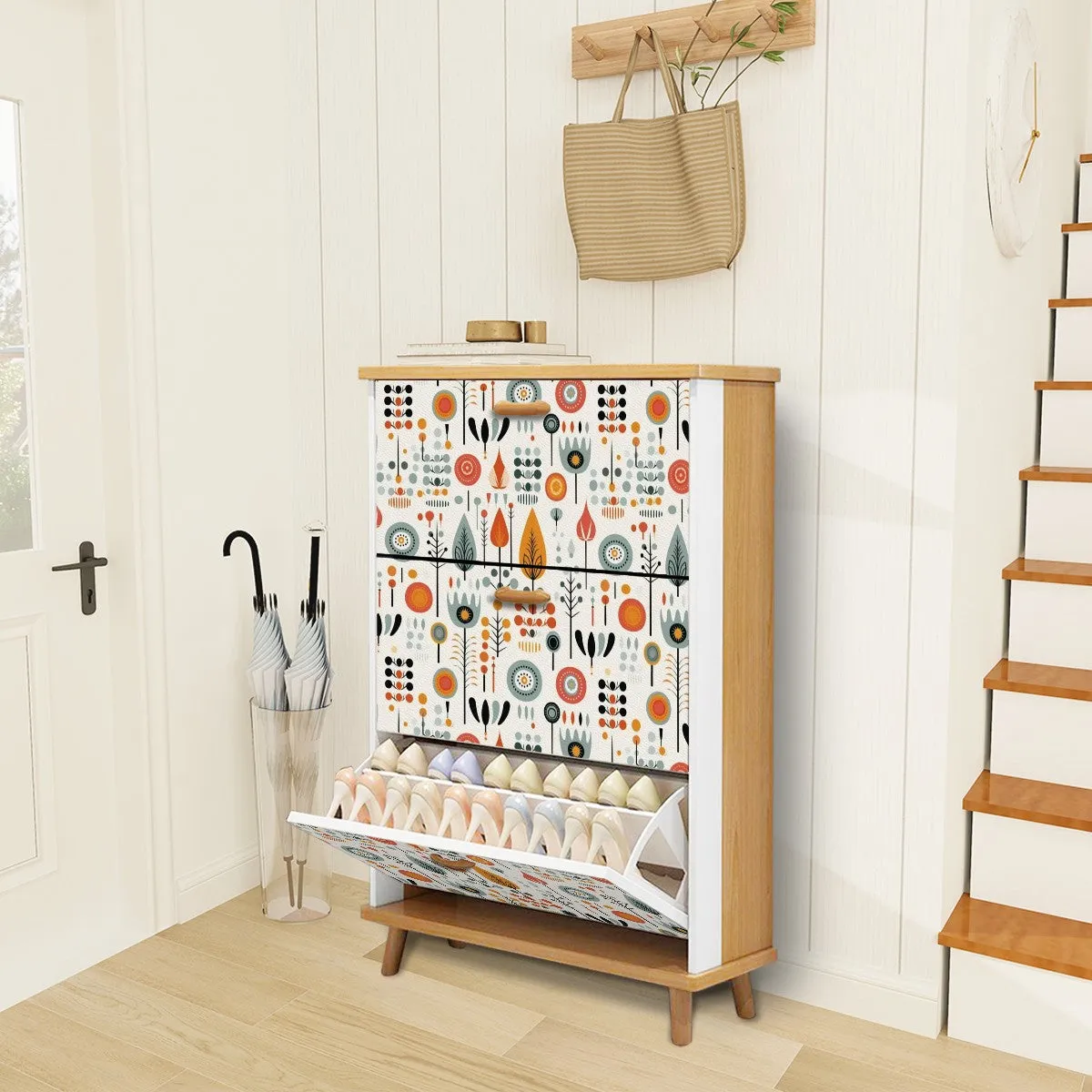 Mid Century Modern Scandinavian Designed Shoe Storage Shoe Cabinet