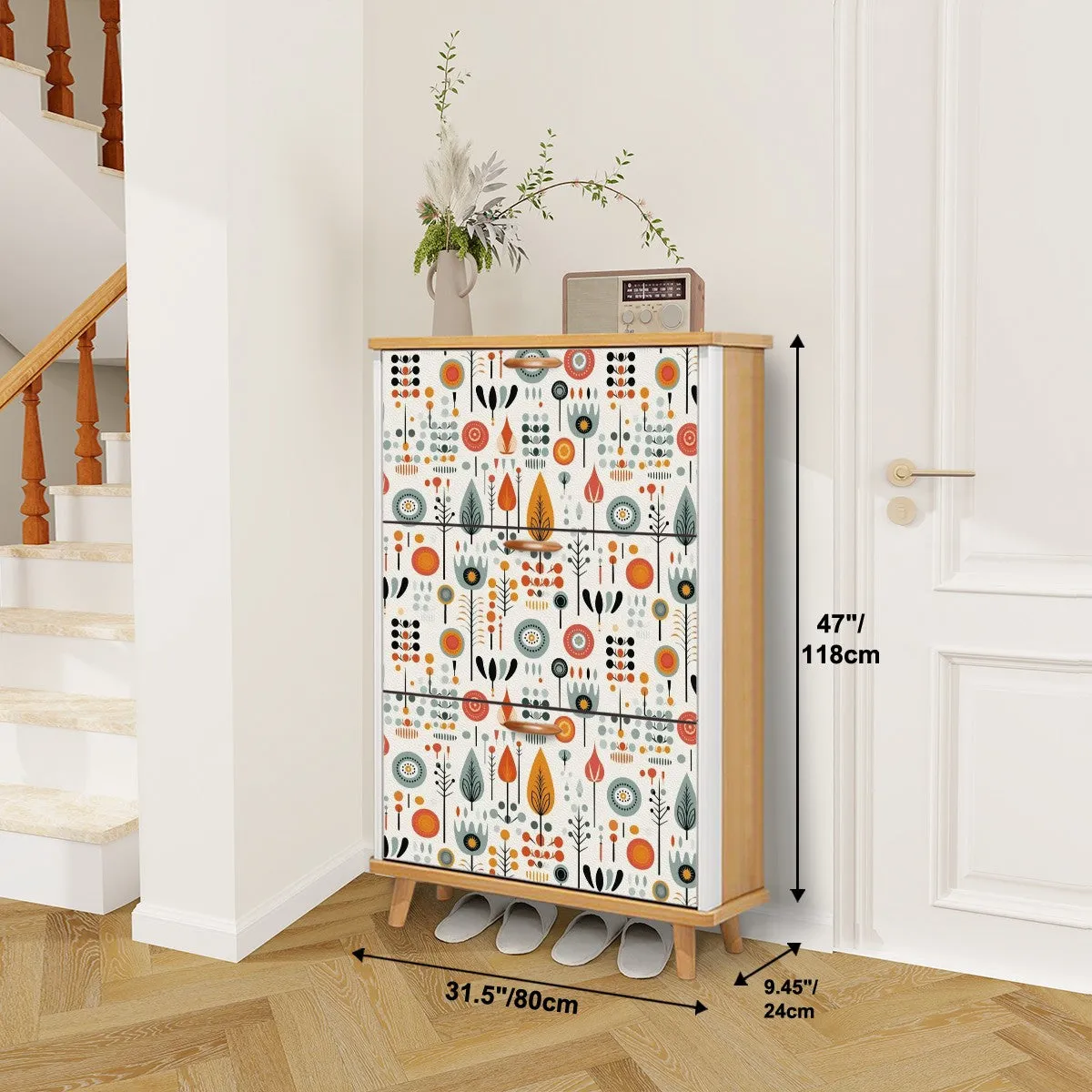 Mid Century Modern Scandinavian Designed Shoe Storage Shoe Cabinet
