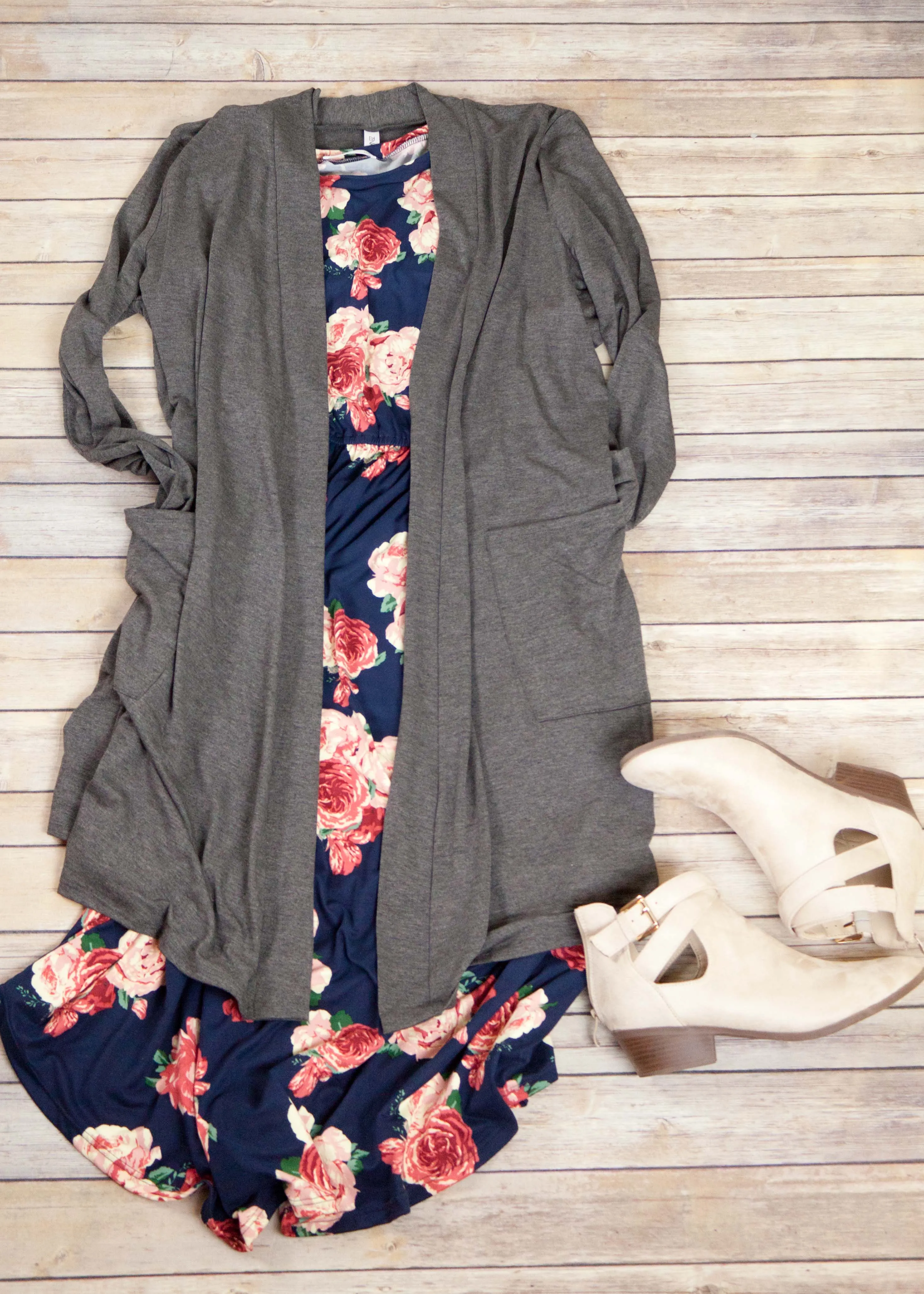 Navy Floral Pocket Dress